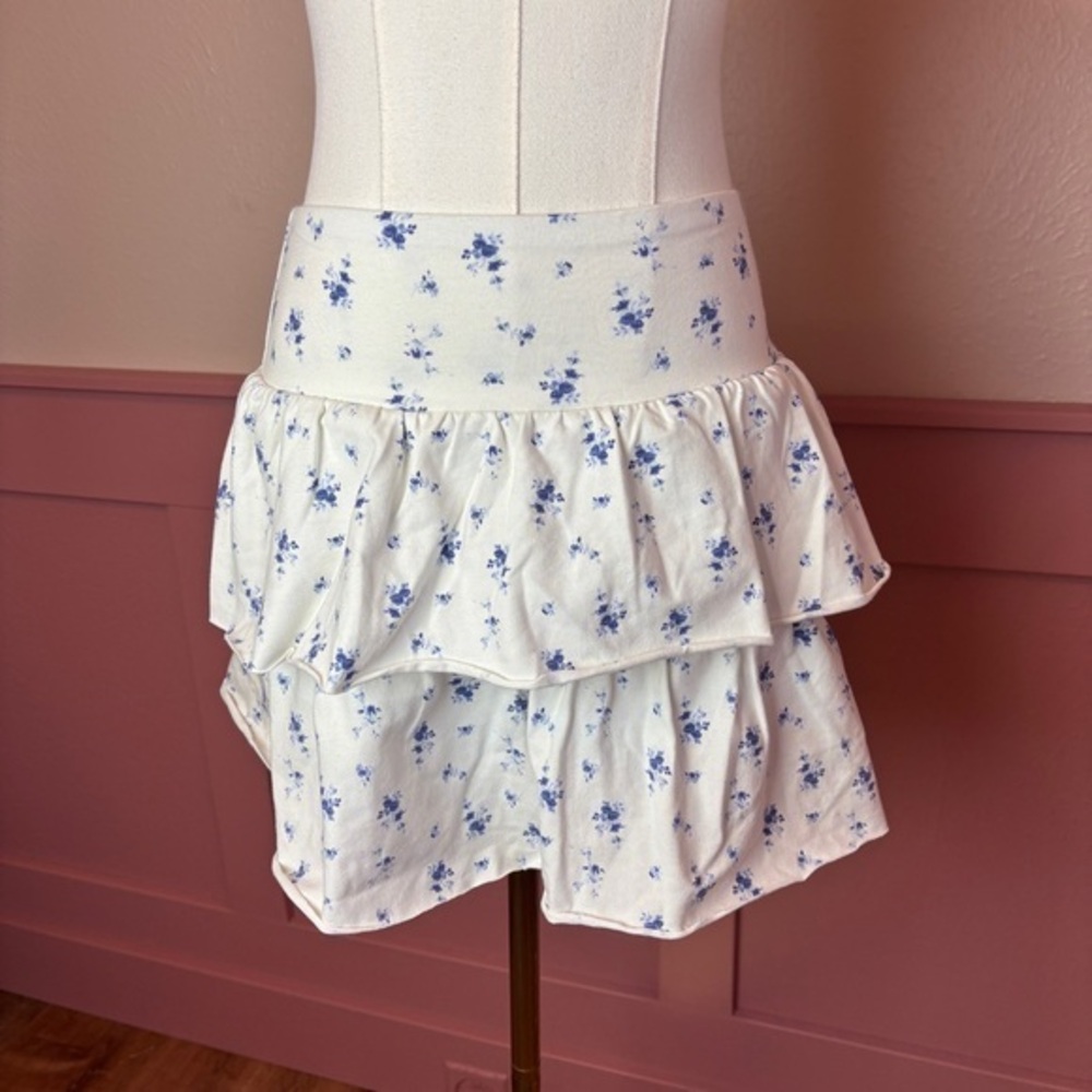 floral cottagecore tumblr tiered mini skirt skort nwt wild fable sz small cotton